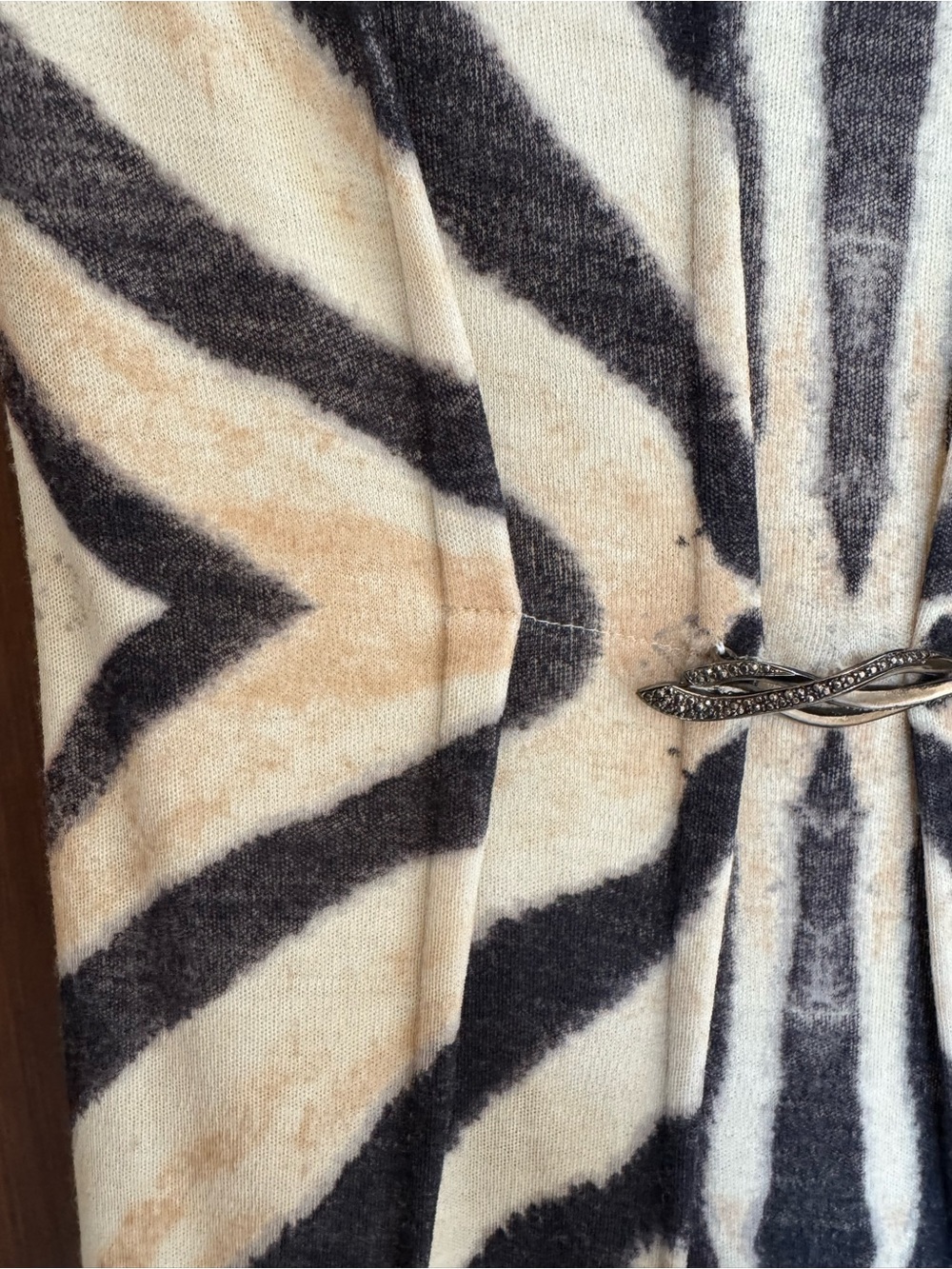 Roberto Cavalli Beige and Black Zebra-Print Long Sleeve Bodycon Dress - Picture 5 of 7